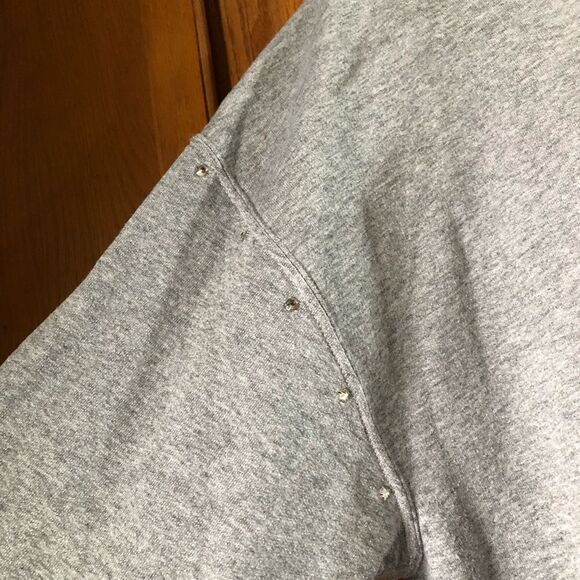 JET John Eshaya V-Neck Heather Rhinestone Detail Pullover Hoodie Gray - M/L - Picture 6 of 15